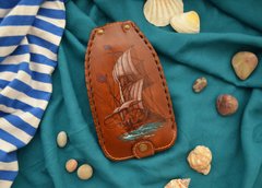 Leather key holder "Sailboat"