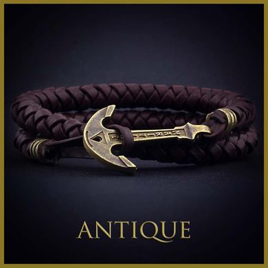 Leather Bracelet with an anchor LOST WARRIOR — Chocolate