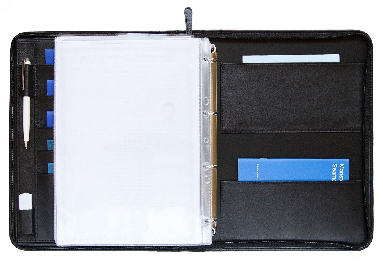 Folder Profi A4+ for maritime documents - genuine leather - Skipper