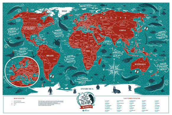 Scratch map of the World - Travel Map "Marine World"