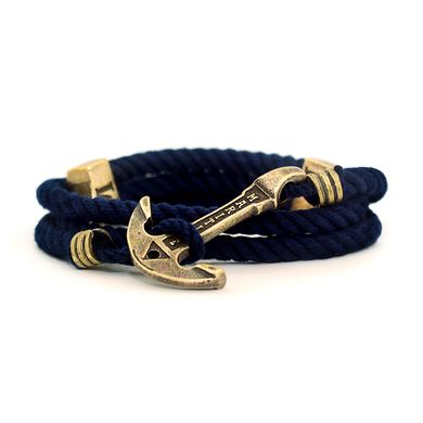Leather Bracelet with an anchor CAPTAIN ALATRISTE — Dark blue