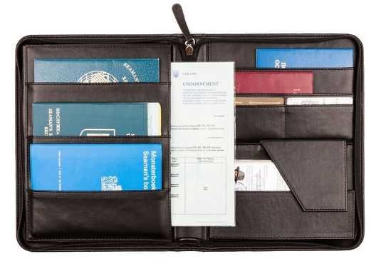 Light - Folder for maritime documents made of genuine leather