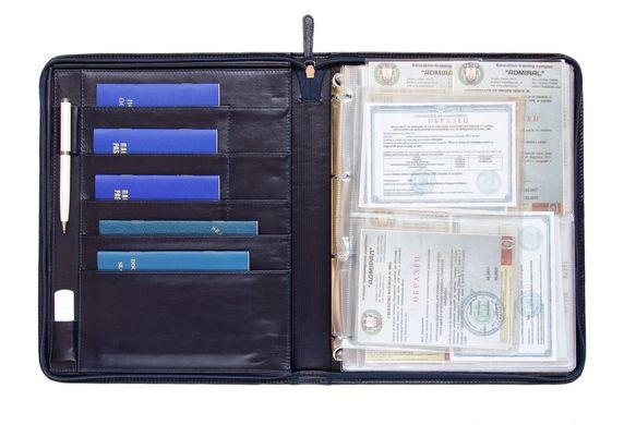 Profi - Folder for maritime documents made of genuine leather - Dark blue